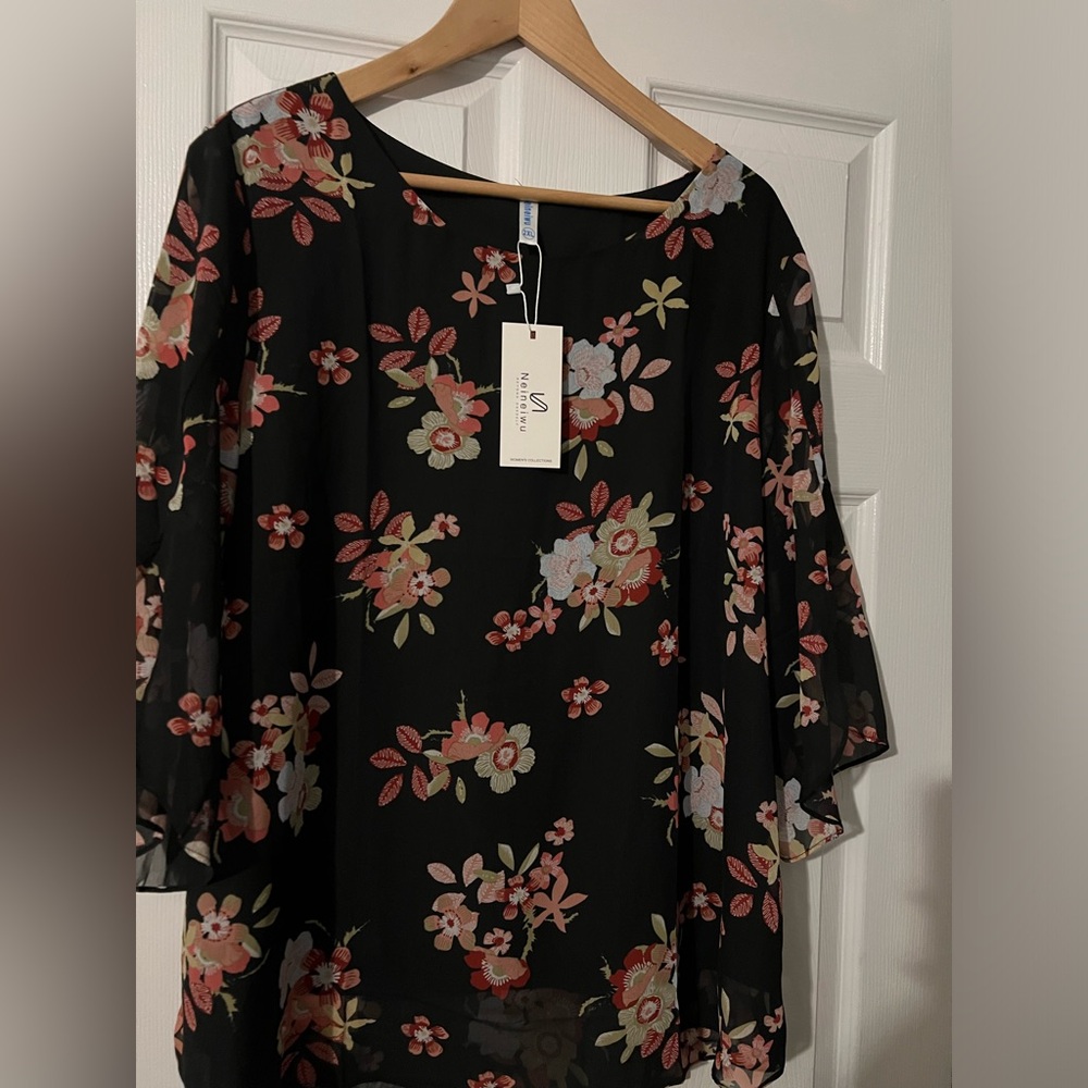 Black flower blouse